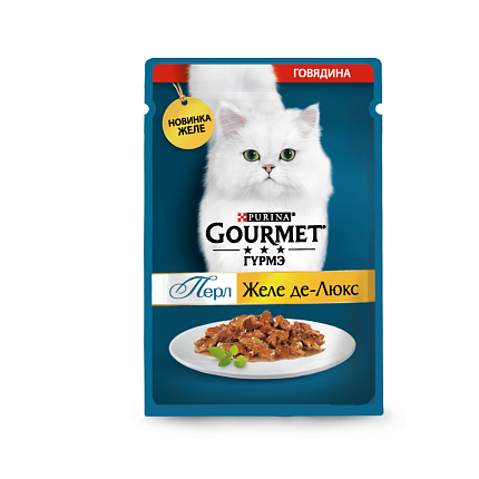 Gourmet Perle Желе Де-люкс 75 г пауч консервы для кошек, с говядиной в желе 1х26