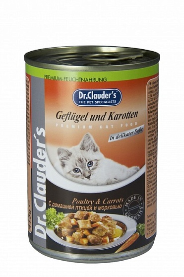 Dr.Clauder`s 415 г консервы для кошек с домашней птицей и морковью 1х12
