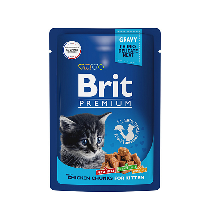 Брит Premium Пауч для котят цыпленок в соусе 85г, 5048809