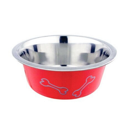 HOMEPET Color Косточки 0,25 л миска для домашних животных металлическая красная