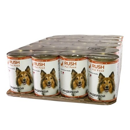 RUSH PET FOOD 400 г консервы для собак с индейкой 1x24