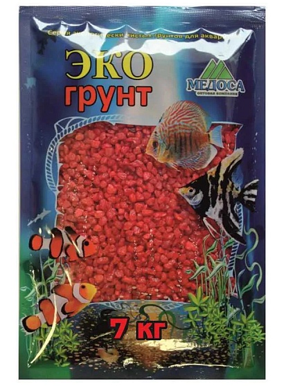 ЭКОгрунт 7 кг грунт для аквариума цветная мраморная крошка 5-1 мм красная блестящая
