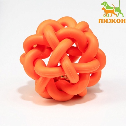 Игрушка резиновая "Молекула" с бубенчиком, 4 см, оранжевая   7673130