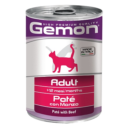 Gemon Cat консервы для кошек паштет говядина 400г (32713)