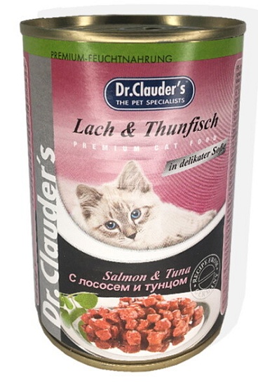 Dr.Clauder`s 415 г консервы для кошек с лососем и тунцом 1х12