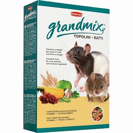 PADOVAN GRANDMIX TOPOLINE E RATTI 1 кг корм для взрослых мышей и крыс комплексный основной 1х12