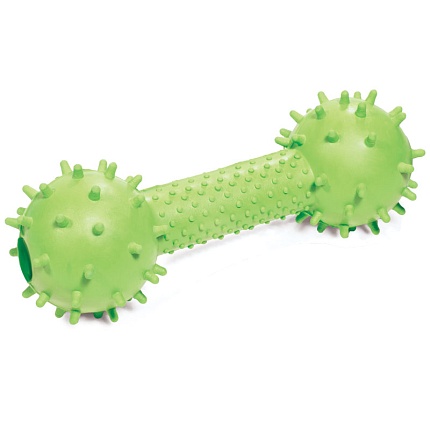 Игрушка для собак из цельнолитой резины "Гантель шипованная с колокольчиком", 160мм