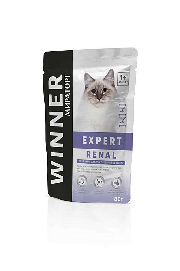 АКЦИЯ -25% МИРАТОРГ Expert Renal  80 г пауч консервы для взрослых кошек всех пород при заболеваниях 