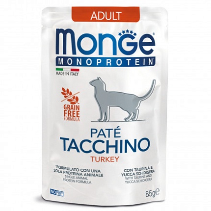 Monge Cat Monoprotein Pouch паучи для кошек индейка 85г (32640)