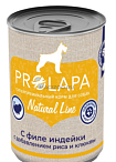 Prolapa Natural Line 400 г консервы для собак с филе индейки, рисом и клюквой 1х6