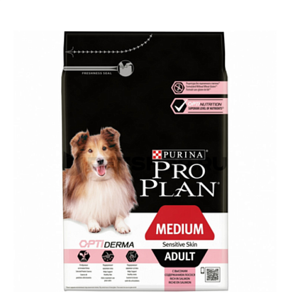 PRO PLAN "Adult Medium Sensitive Skin" сухой 3 кг для собак средних пород с чувствит.кожей Лосось